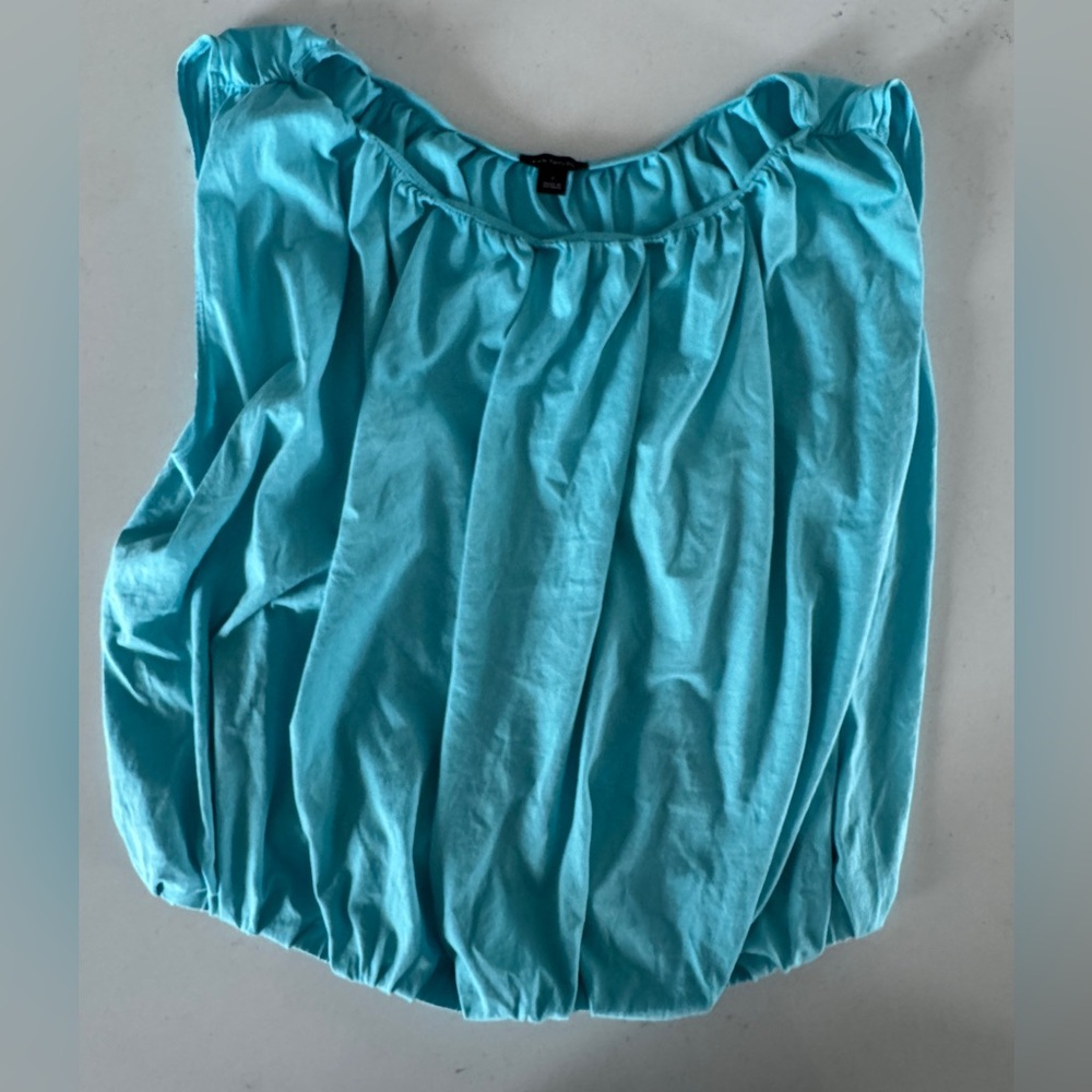 Ann Taylor Aqua Ruffled Neck Sleeveless Top